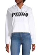 Puma Logo Cropped Cotton Blend Hoodie