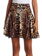 We11done Leopard Print Flare Skirt