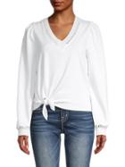 Dh New York Mikaela Puff-shoulder Tie-front Pullover
