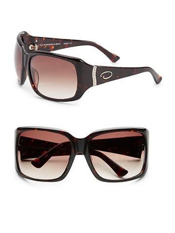 O By Oscar De La Renta Oversized Rectangular Jeweled Sunglasses
