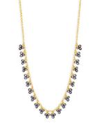 Freida Rothman Crystal And Sterling Silver Fringe Necklace