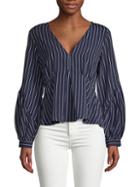 19 Cooper Pinstriped Puffed-sleeve Top