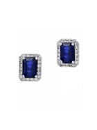 Effy Sapphire And Diamond 14k White Gold Earrings