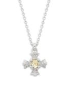 Judith Ripka Ambrosia White Topaz & Sterling Silver Maltese Cross Necklace
