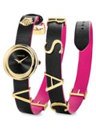 Versace Stainless Steel & Leather Wrap Watch