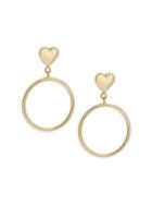 Saks Fifth Avenue 14k Yellow Gold Heart Hoop Drop Earrings