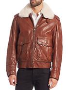 Andrew Marc Shearling-trimmed Aviator Jacket