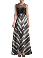 Carmen Marc Valvo Infusion Striped Gown