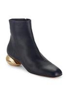 Valentino Square-toe Leather Ankle Boots