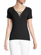 Bcbgmaxazria Knit Lace-up Sweater Top
