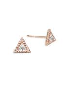 Ef Collection Rose Gold Triangle Pav&eacute; Stud Earrings