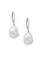 Masako 14k White Gold & 10-11mm White Baroque Pearl Drop Earrings
