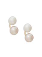 Saks Fifth Avenue 7mm White & Pink Freshwater Pearls 14k Yellow Gold Front To Back Earrings