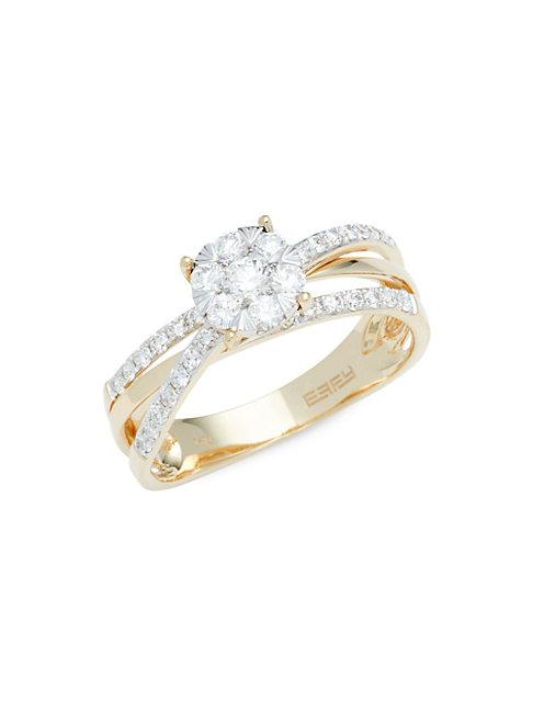 Effy 14k Yellow Gold & Diamond Criss Cross Ring