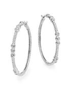 Effy Diamond & 14k White Gold Hoop Earrings/1.25