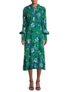 Erdem Floral-print Long-sleeve Midi Dress