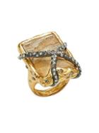 Alexis Bittar Miss Havisham 10k Goldplated Crystal Cluster Ring
