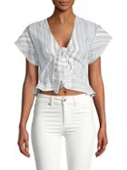 Red Carter Tie-front Cotton Cropped Top