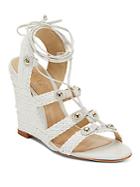 Schutz Jayne Woven Leather Lace-up Wedge Sandals