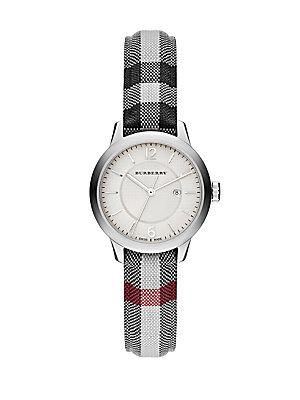 Burberry Stainless Steel & Check Strap Watch/32mm