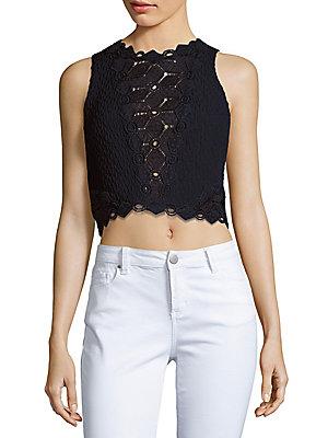 Rebecca Taylor Sleeveless Patterned Cropped Top