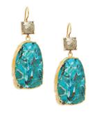 Alanna Bess 18k Gold Vermeil Turquoise Slab Earrings