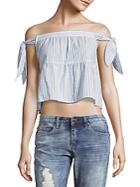 Bcbgmaxazria Striped Off-the-shoulder Tiered Top