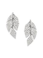 Saks Fifth Avenue 14k White Gold & Diamond Leaf Stud Earrings