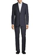 Saks Fifth Avenue Black Mini Checkered Wool Suit