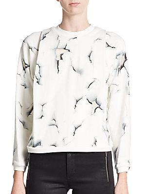 3.1 Phillip Lim Cracked-paint Pleated Pullover