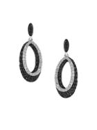 Effy Caviar Black & White Diamond 14k White Gold Drop Earrings