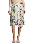 Basler Floral-print Asymmetric Ruffled Skirt