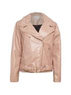 Milly Oversized Faux Shearling Collar Motorcycle Jacket