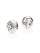 John Hardy Sterling Silver & White Topaz Bamboo Stud Earrings