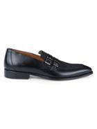 Mezlan Texture Leather Strap Loafers