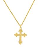 Saks Fifth Avenue 14k Yellow Gold Large Textured Cross Pendant Necklace