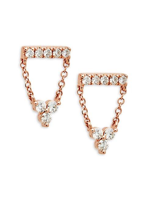 Saks Fifth Avenue 14k Rose Gold & Diamond Chain Drop Earrings