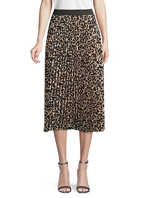 Ava & Aiden Leopard-print Pleated Skirt