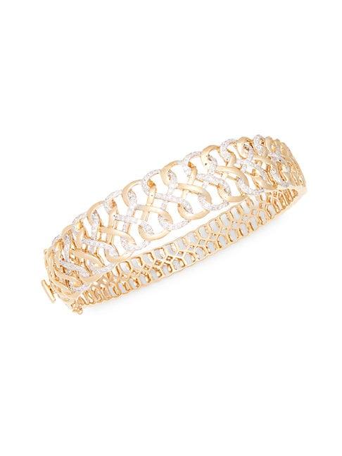 Effy 18k Yellow Gold & White Diamond Bracelet Bangle