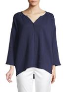Pure Navy Relaxed Fit Gauzy Top