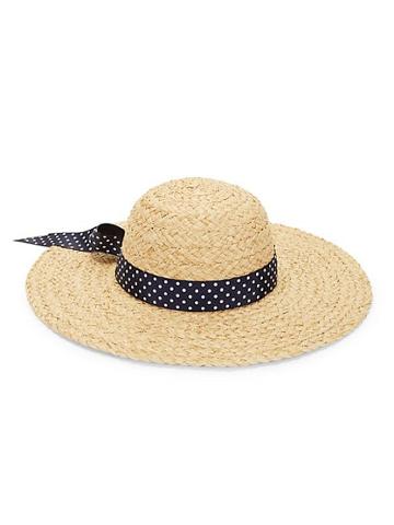 Lulla Collection By Bindya Polka Dot Band Raffia Straw Sun Hat