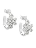 Freida Rothman Open Love Knot Crystal And Sterling Silver Hoop Earrings