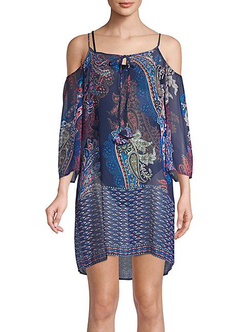 Tommy Bahama Paisley Leaves Cold-shoulder Coverup