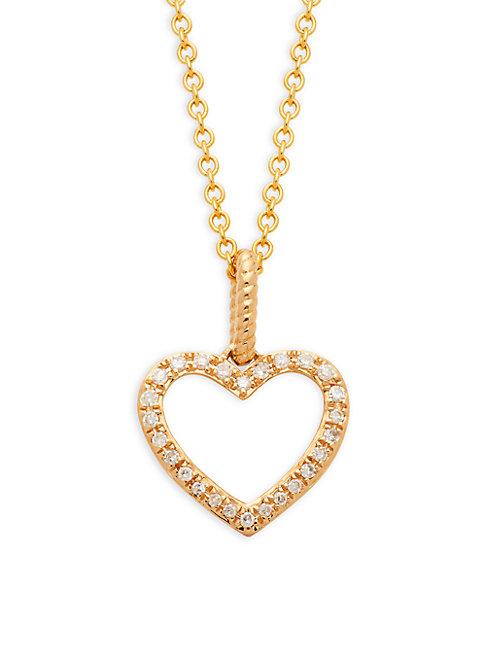 Effy 14k Yellow Gold & Diamonds Heart Pendant Necklace
