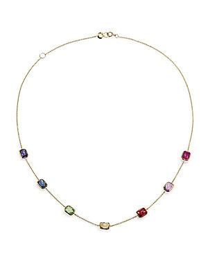 Ippolita Rock Candy Rainbow Semi-precious Multi-stone & 18k Yellow Gold Station Necklace