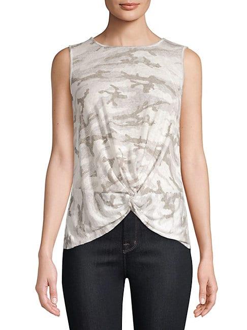 Red Haute Camo Knot-front Tank Top