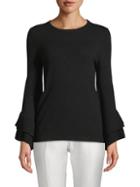 Saks Fifth Avenue Black Tiered Bell-sleeve Sweater