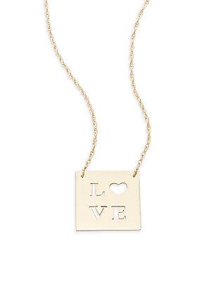 Saks Fifth Avenue 14k Yellow Gold Love Cutout Pendant Necklace