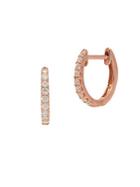 Nephora Pave Diamond And 14k Rose Gold Huggie Earrings