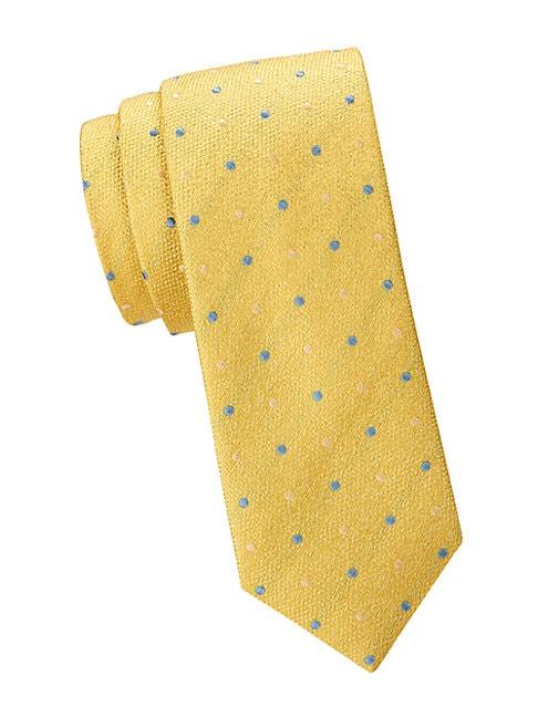 Saks Fifth Avenue Made In Italy Embroidered Dot Silk Tie